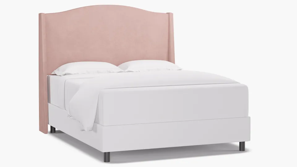 Classic Wingback Headboard, Blush Classic Velvet, Queen