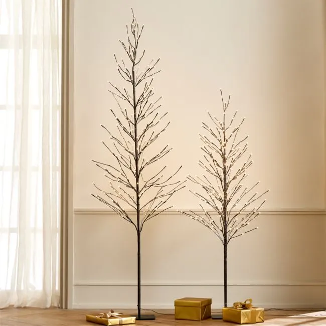 Faux Birch Pre-Lit LED Trees, Set of 3