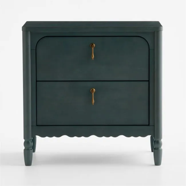 Beatrix Dyed Balsam Green Wood 2-Drawer Kids Nightstand