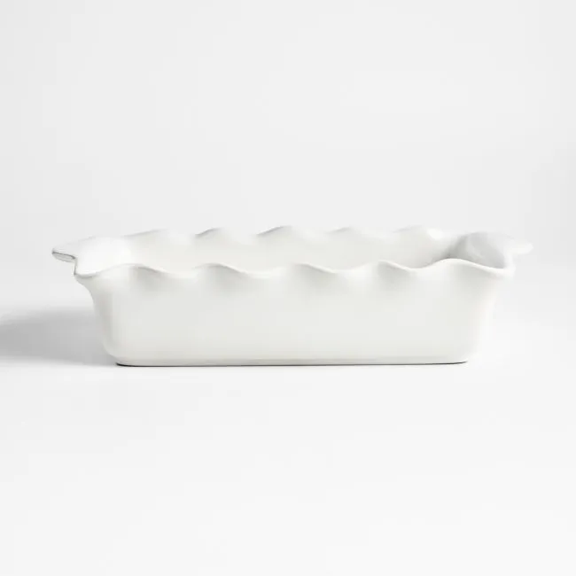 White Ruffle Rectangular Baking Dish