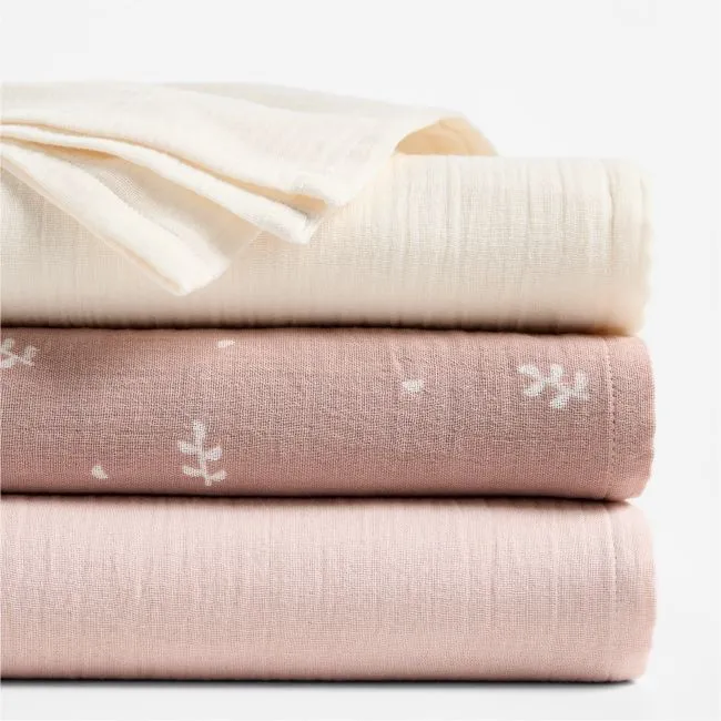 Supersoft Leaf Organic Cotton Gauze Lullaby Baby Swaddles, Set of 3