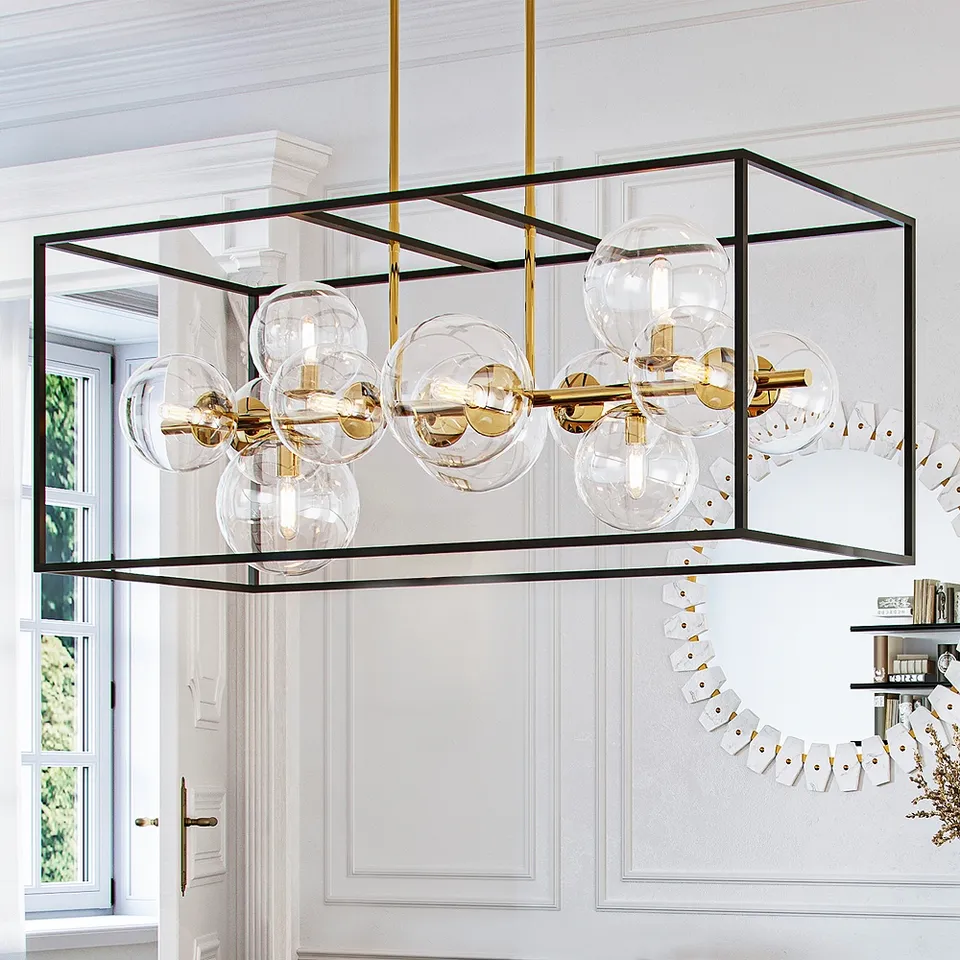 Possini Euro Fitzgerald 38" Modern Black and Gold 12-Light Chandelier