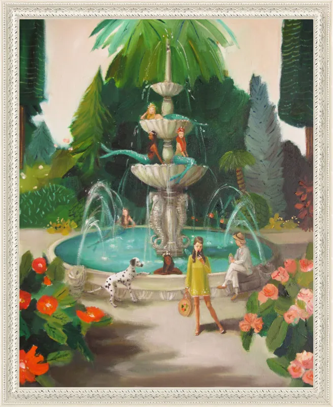 Selfie At The Mermaid Public Fountain by Janet Hill for Artfully Walls
