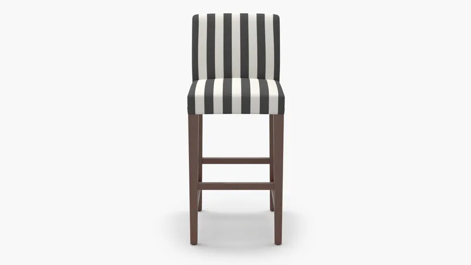 Signature Dining Bar Stool, Ink Cabana Stripe, Walnut Square Tapered Leg
