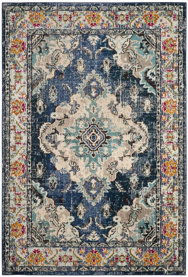 Arlo Home Woven Area Rug, MNC243N, Navy/Light Blue,  4' X 5'-7"