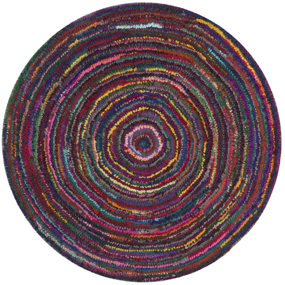 Arlo Home Hand Tufted Area Rug, NAN315A, Multi,  4' X 4' Round