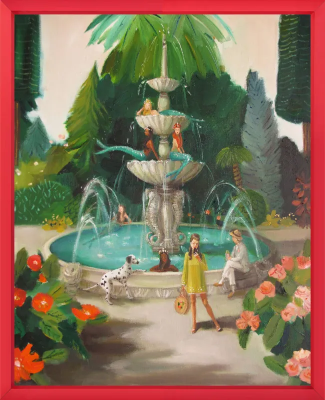 Selfie At The Mermaid Public Fountain by Janet Hill for Artfully Walls