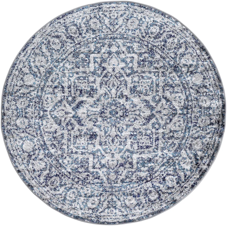 Monte Carlo Blue Indoor 5'3" x 5'3" Machine Woven Rug