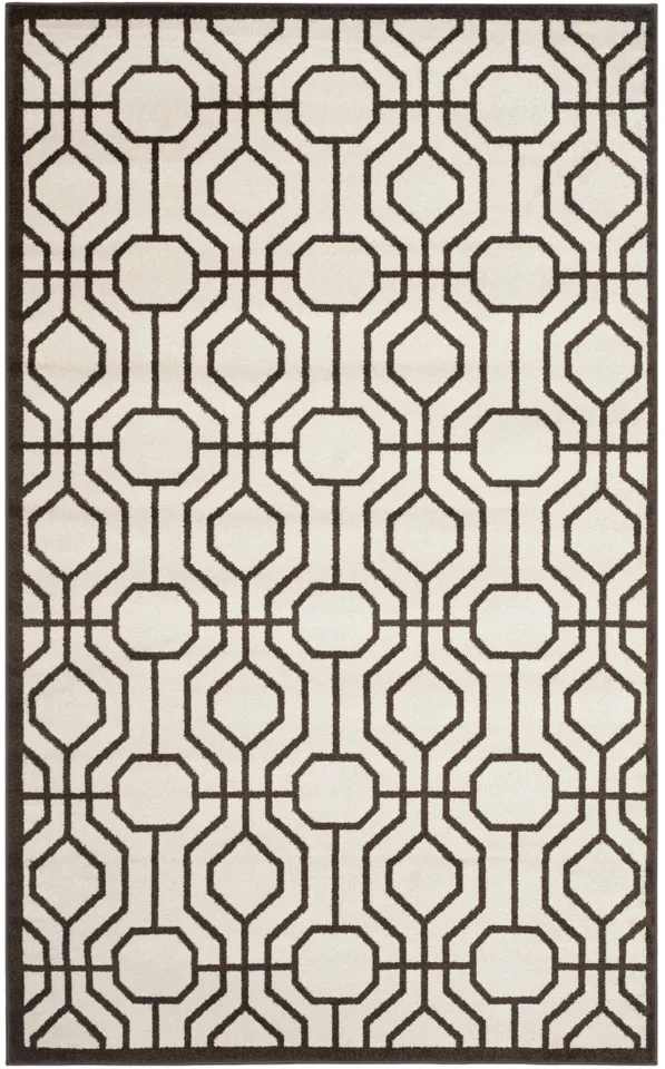 Arlo Home Indoor/Outdoor Woven Area Rug, AMT416J, Ivory/Brown,  5' X 8'
