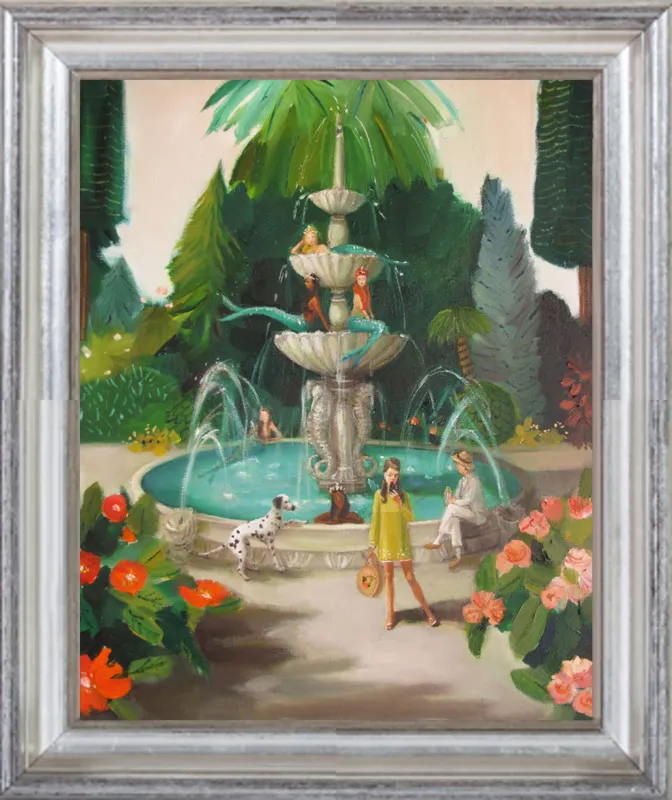 Selfie At The Mermaid Public Fountain by Janet Hill for Artfully Walls