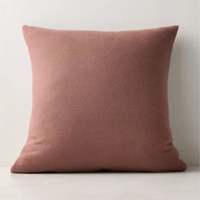 Lucy Light Mauve Merino Wool Throw Pillow with Feather-Down Insert 23"x23"