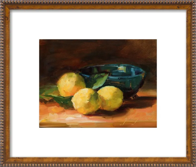 Lemons and Blue Bowl by Georgesse Gomez for Artfully Walls