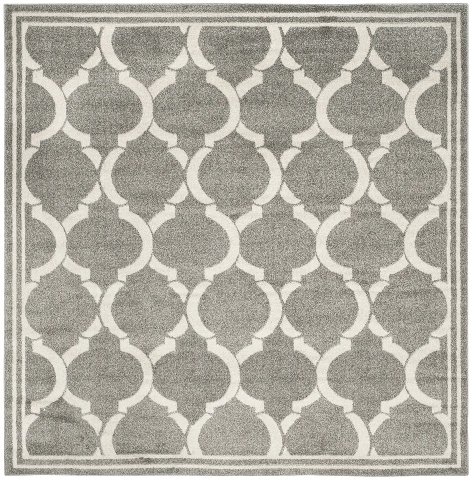 Arlo Home Indoor/Outdoor Woven Area Rug, AMT415R, Dark Grey/Beige,  7' X 7' Square