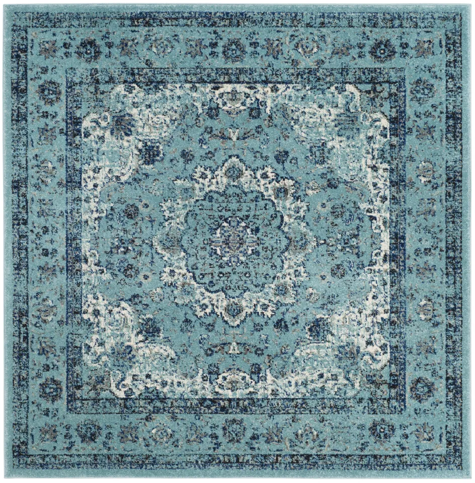Arlo Home Woven Area Rug, EVK220E, Light Blue/Light Blue,  5' 1" X 5' 1" Square