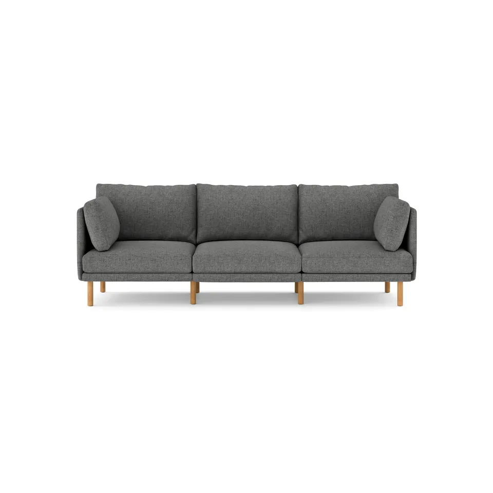Field 3-Piece Sofa - Carbon - Performance Flat Twill / Oak - Wood