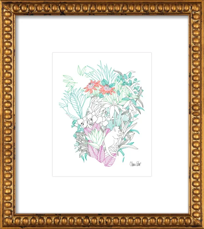 Passionflowers, orchids and the squirrel monkey  by Claire Colin for Artfully Walls