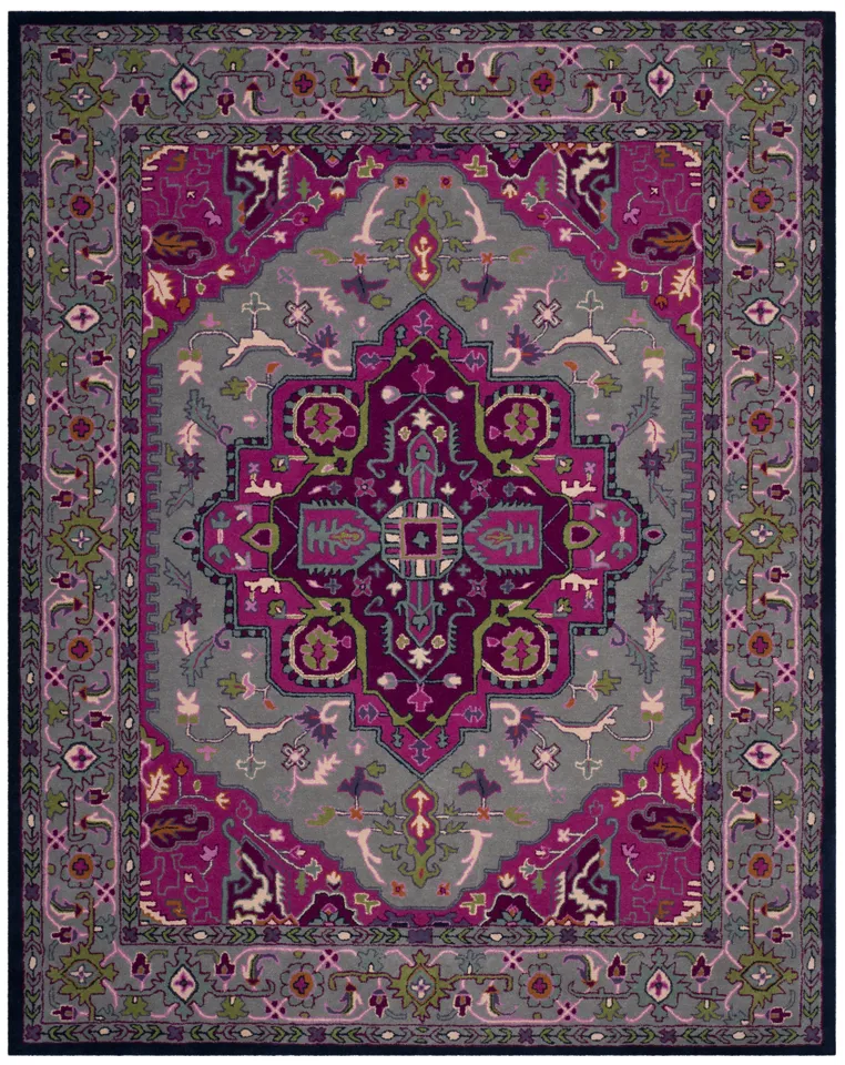 Arlo Home Hand Tufted Area Rug, BLG541B, Grey/Pink,  10' X 14'