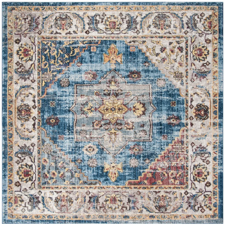 Arlo Home Woven Area Rug, BTL349C, Blue/Ivory,  7' X 7' Square