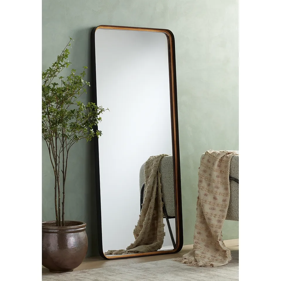 Andi Matte Gold Black 27" x 65" Rectangular Wall Mirror