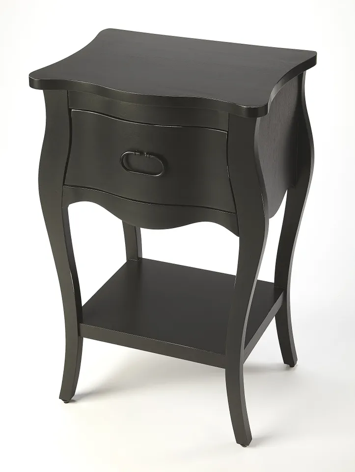 Rochelle Black 1 Drawer Nightstand