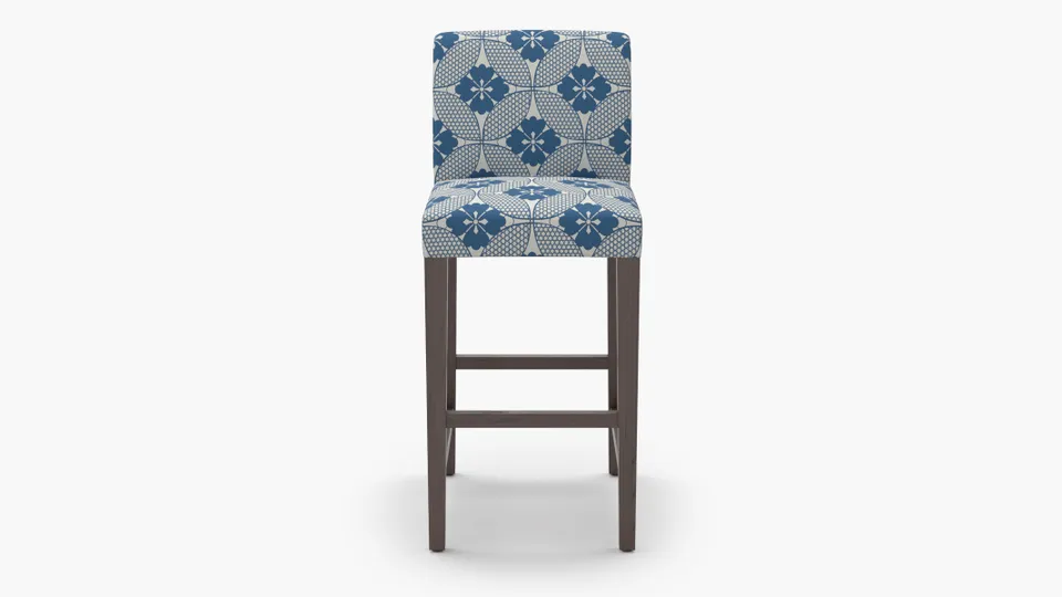 Signature Dining Bar Stool, Bright Navy Solaire, Espresso Square Tapered Leg
