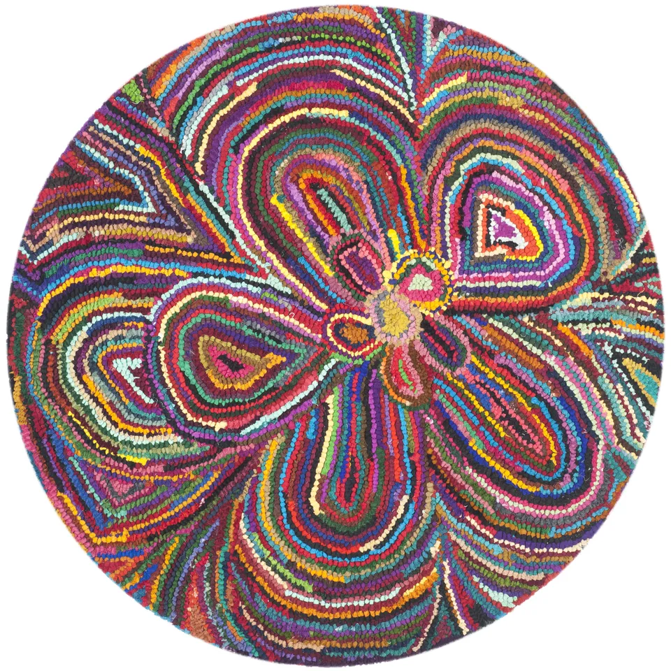 Arlo Home Hand Tufted Area Rug, NAN445A, Multi,  4' X 4' Round