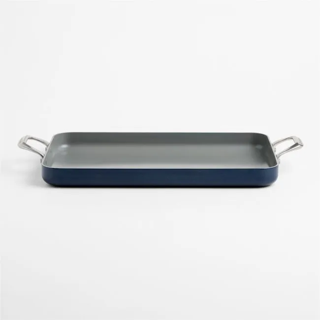 Crate & Barrel EvenCook Ceramic ™ Indigo Nonstick Double Burner Grill Pan