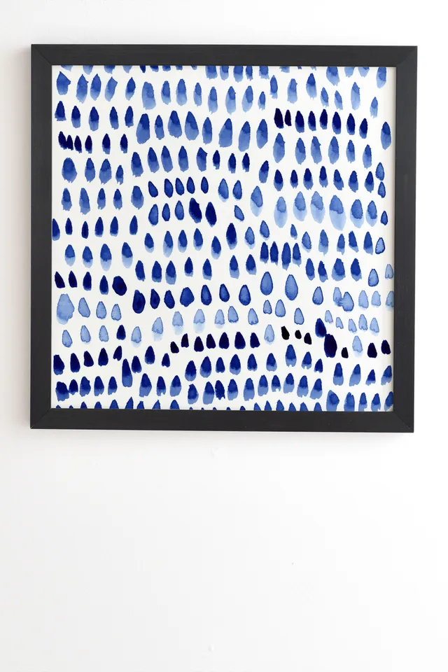 Painted Dots Blue by Iris Lehnhardt - Framed Wall Art Basic Black 30" x 30"