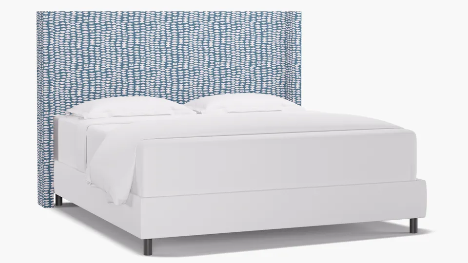 Modern Wingback Headboard, Dusty Blue Odalisque, King