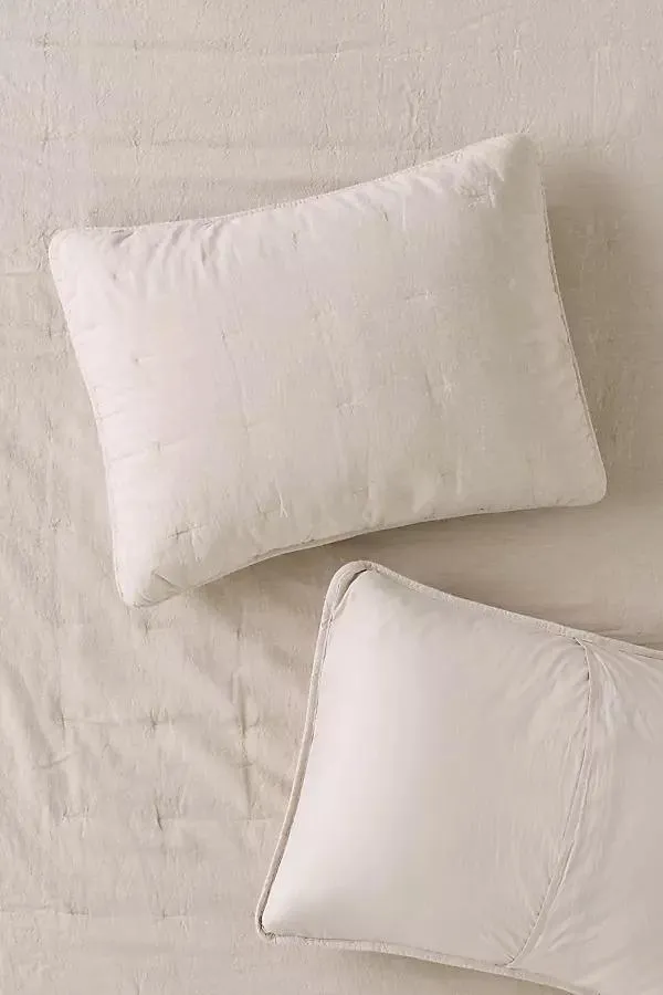 Linen Cotton Yarn Dyed Quilted Shams, Set of 2