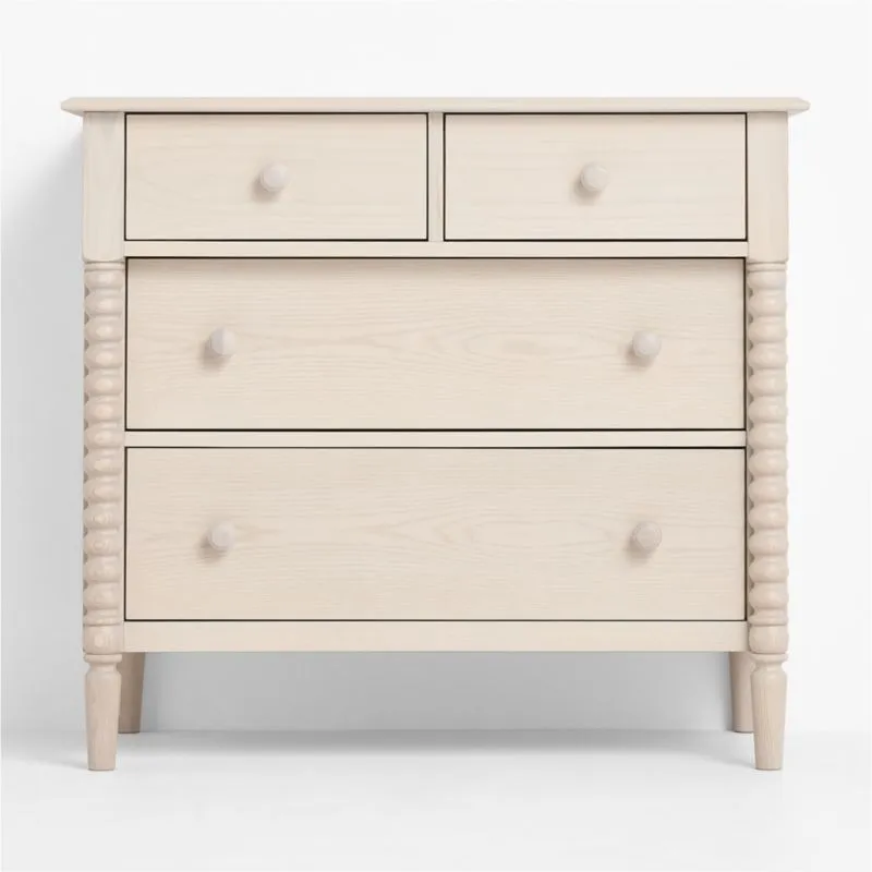 Jenny Lind 37" Washed Natural Narrow 4-Drawer Kids Dresser