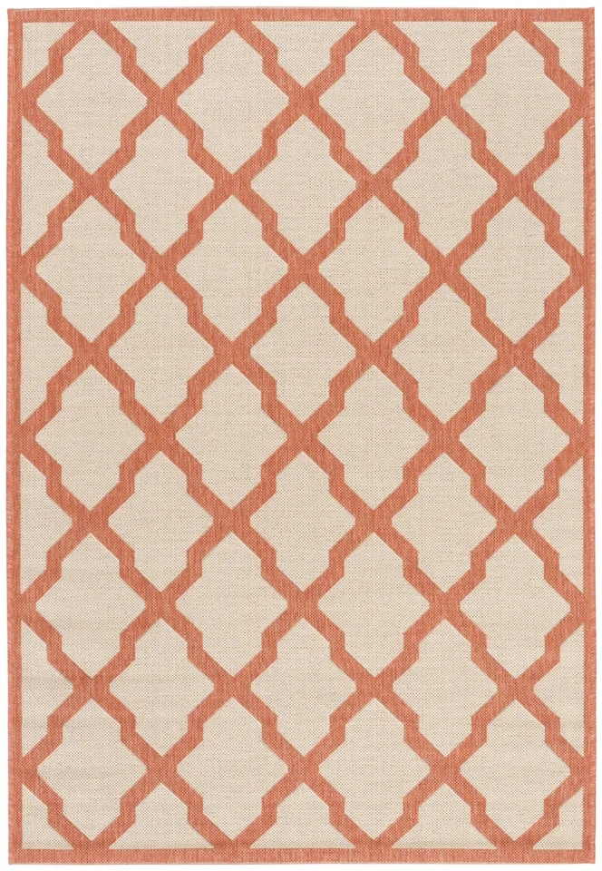 Arlo Home Indoor/Outdoor Woven Area Rug, LND122R, Cream/Rust,  4' X 6'