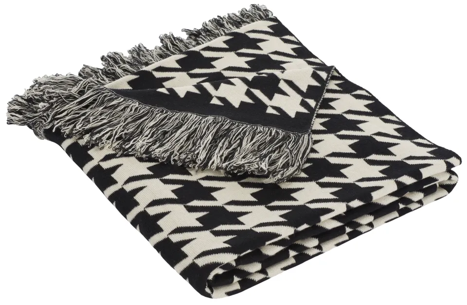 Cantil Houndstooth Throw - Black / Ivory