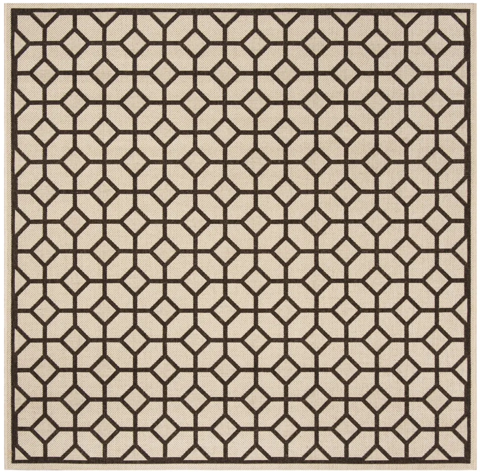 Arlo Home Indoor/Outdoor Woven Area Rug, LND127B, Natural/Brown,  6' 7" X 6' 7" Square