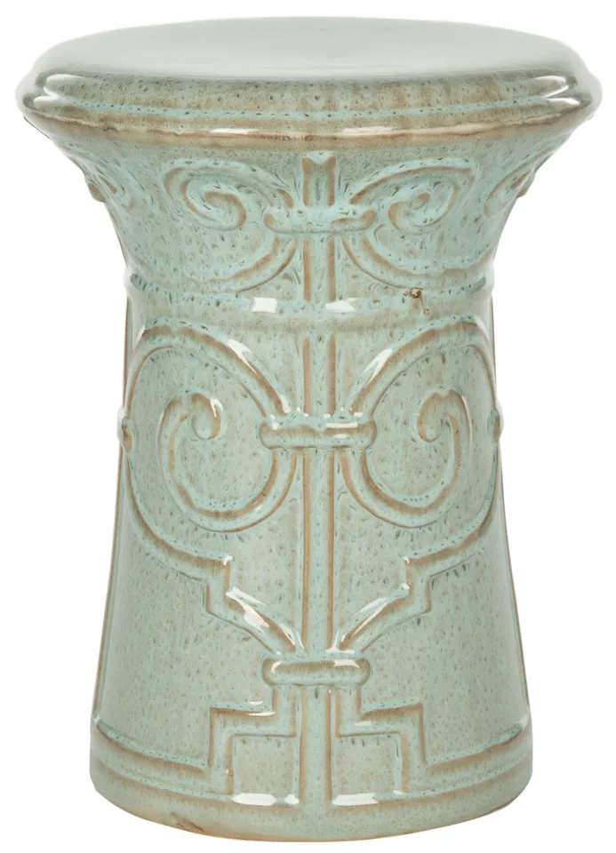 Imperial Scroll Garden Stool - Reactive Aqua