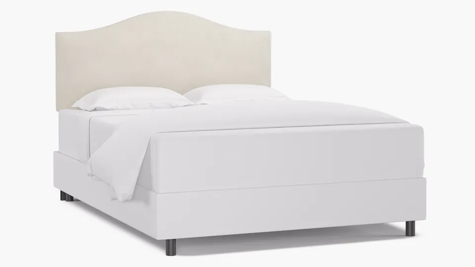 Camelback Headboard, White Classic Velvet, Queen