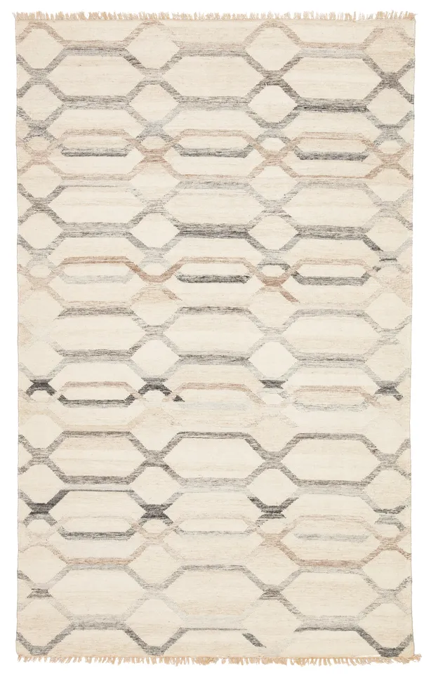 Laveer Handmade Trellis Ivory/ Light Gray Area Rug (7'10"X9'10")