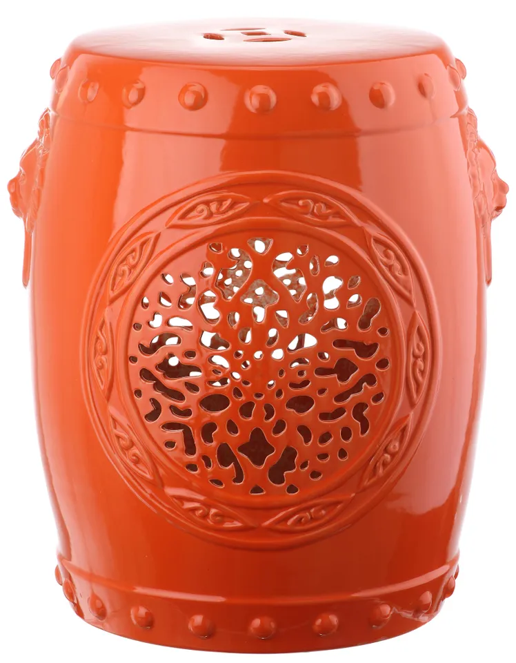 Flower Drum Garden Stool - Orange