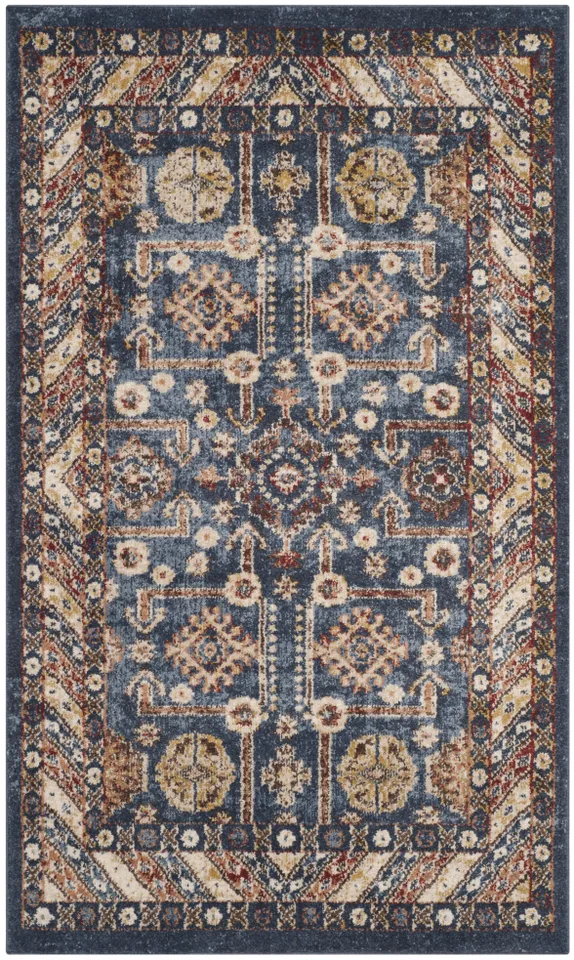 Arlo Home Woven Area Rug, BIJ653B, Royal/Ivory,  4' X 6'