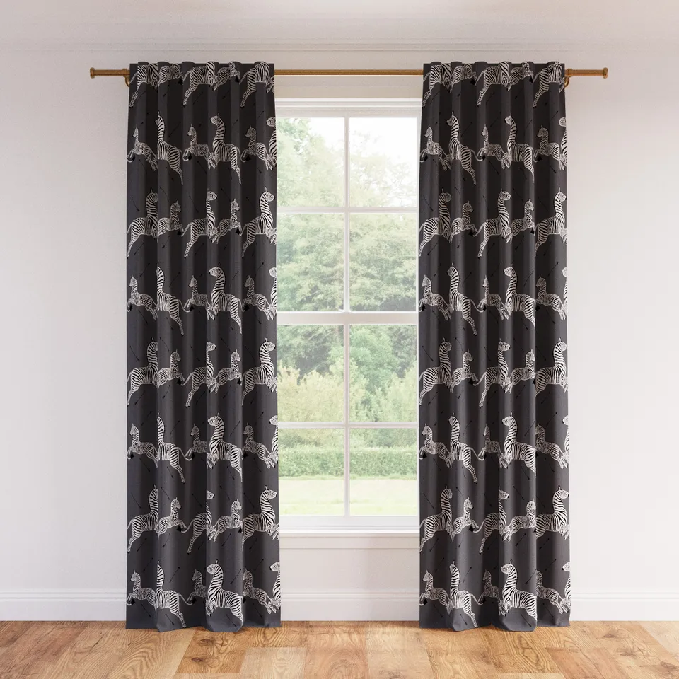 Printed Linen Curtain, Slate Zebra, 50" x 84", Privacy