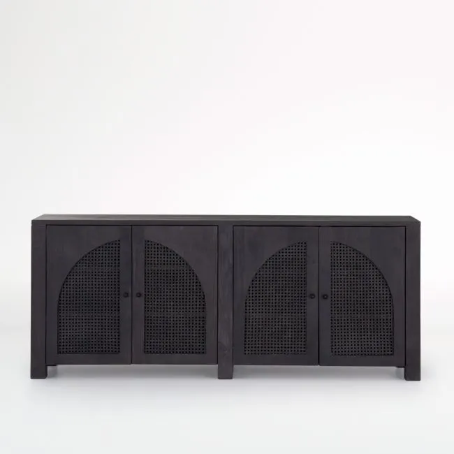 Geneva 78" Black Wood Credenza