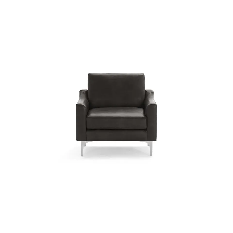 Nomad Leather Club Chair - Slate - Top Grain Leather / Chrome - Metal / Slope