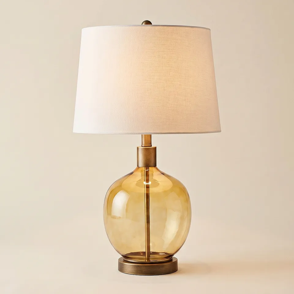 Possini Euro Serra 24" High Clear Amber Glass Modern Table Lamp
