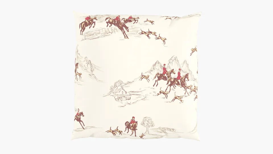 Throw Pillow 18", Red Cotswold Hunt, 18" x 18"