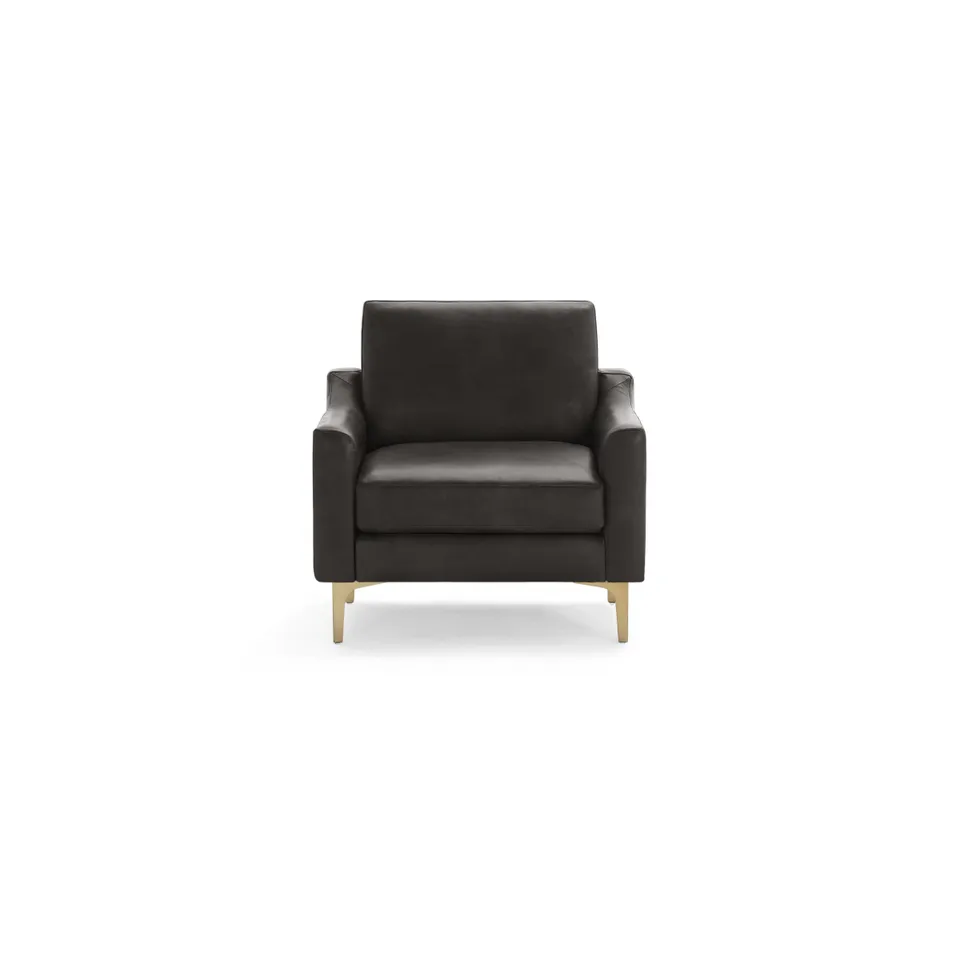 Nomad Leather Club Chair - Slate - Top Grain Leather / Brass - Metal / Slope