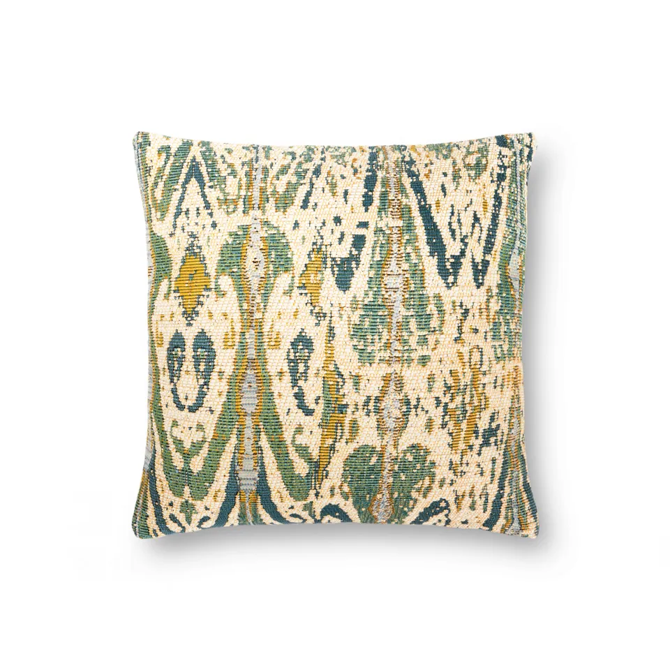 Loloi Pillows P0878 Green / Multi 22" x 22" Cover w/Down