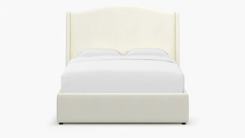 Curved Wingback Bed, Sheepskin, King