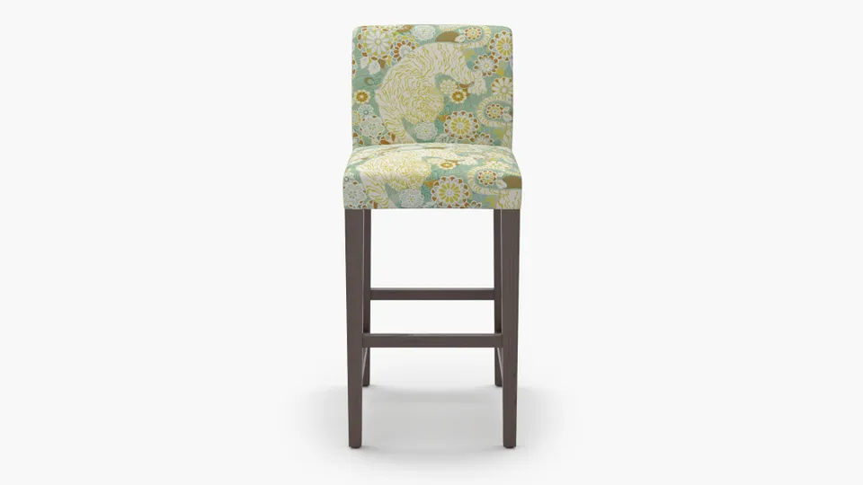 Signature Dining Bar Stool, Pistachio Siberian Tiger, Espresso Square Tapered Leg