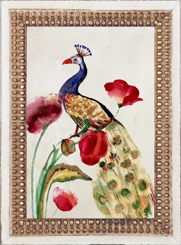 blue gold peacock by Ruti Shaashua for Artfully Walls