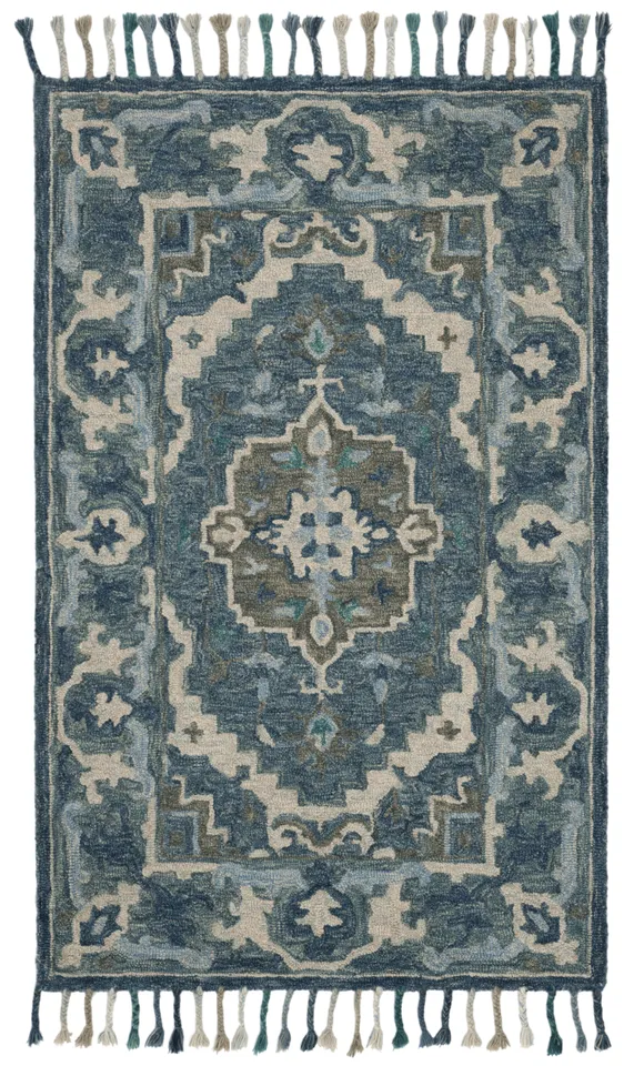 Arlo Home Hand Tufted Area Rug, APN230A, Dark Blue/Grey,  3' X 5'